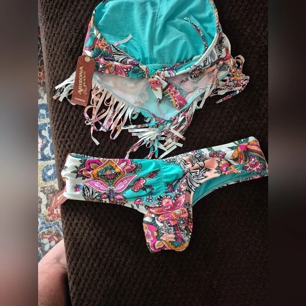 NWT Arizona‎ Jean Boho Coastal cowgirl boho Fringe Bikini Set Small and Medium